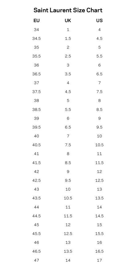 ysl xs|ysl size chart.